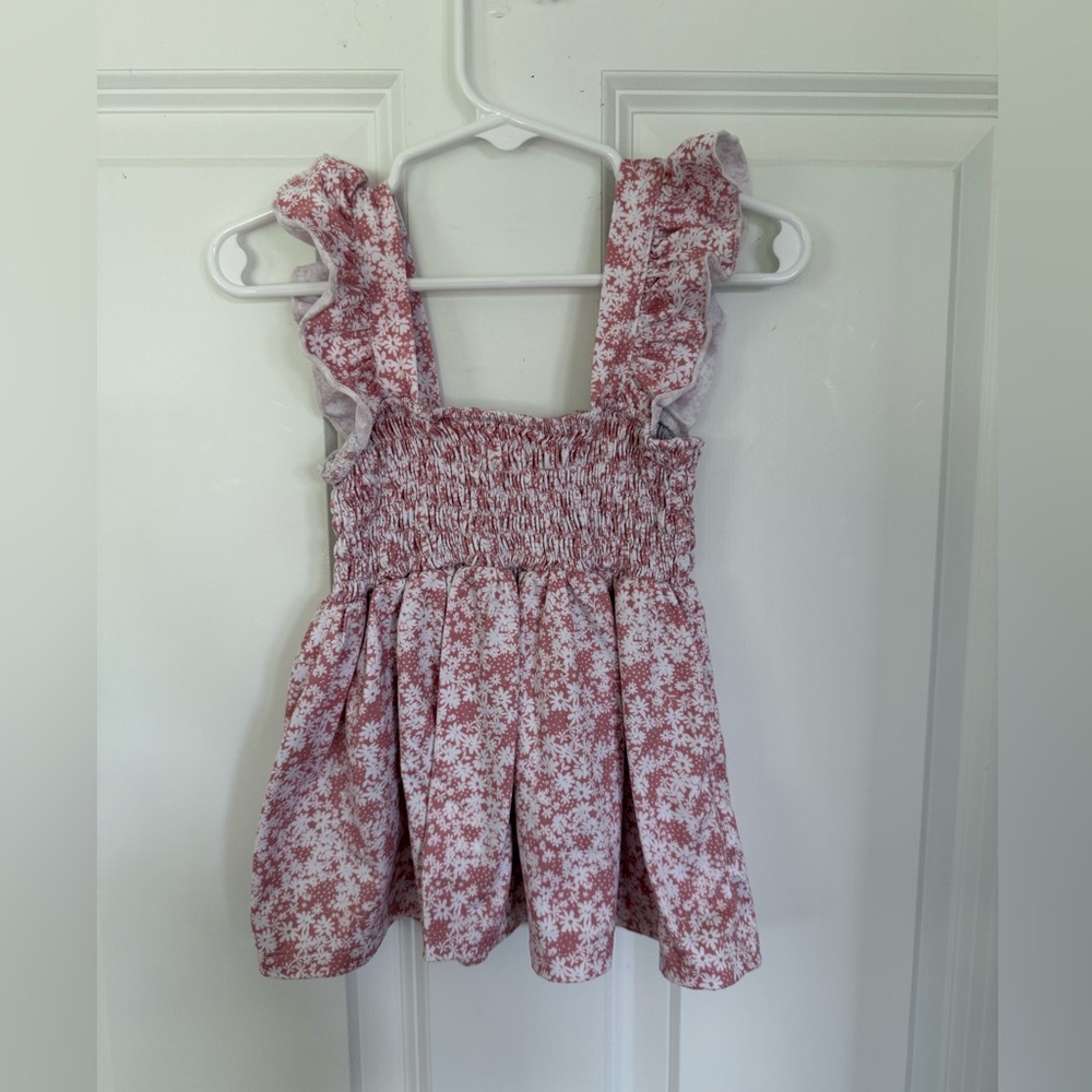Adorable Pink Floral Smocked Girls Top - Size 4t